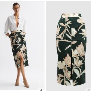 Reiss Dark black Floral Pencil Skirt